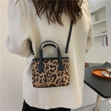 Leopard Pattern Shoulder Crossbody Bag Female Leather Purse