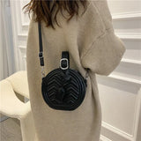 Women Handbag Round Crossbody Shoulder Bags Classic Leather Clutch