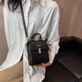 Square Leather Shoulder Bag Crossbody Clutch Casual Messenger