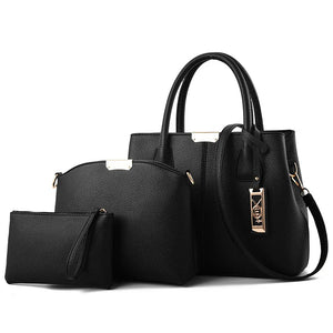 Women PU Leather Handbag Set Casual Tote Shoulder Bag