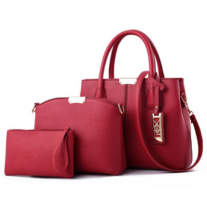 Women PU Leather Handbag Set Casual Tote Shoulder Bag