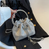 Diamond Drawstring Evening Vintage Shoulder Bag For Women