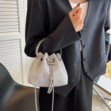 Diamond Drawstring Evening Vintage Shoulder Bag For Women