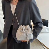 Diamond Drawstring Evening Vintage Shoulder Bag For Women