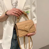 Women Handbag Peach Heart Lock Small Square Embrosidery Thread Crossbody