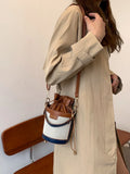 Women Handbag Purse Bucket PU Leather Drawstring Shoulder Bag