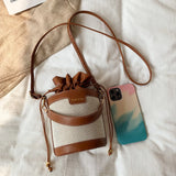 Women Handbag Purse Bucket PU Leather Drawstring Shoulder Bag