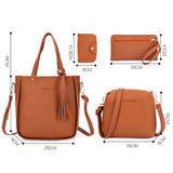 Women Shoulder Handbag 4pcs Set PU Leather Casual Ladies Bag