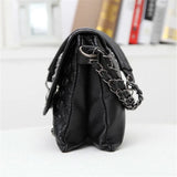Skull Skeleton Chain Lady Tote Shoulder Bucket Bag PU Leather Crossbody Bags