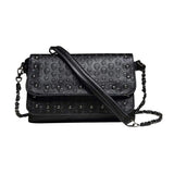 Skull Skeleton Chain Lady Tote Shoulder Bucket Bag PU Leather Crossbody Bags
