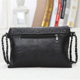 Skull Skeleton Chain Lady Tote Shoulder Bucket Bag PU Leather Crossbody Bags