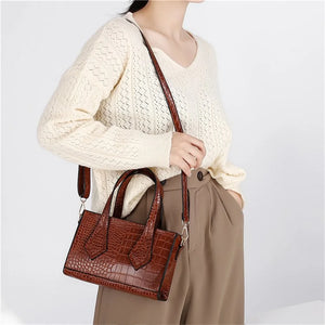 Women Stone Pattern Shoulder Bag Small Crossbody Top Handle Handbag