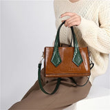 Women Stone Pattern Shoulder Bag Small Crossbody Top Handle Handbag