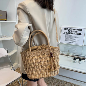 Woven Straw Beach Bag Large Capacity Tote Shoulder Bag Bohemia