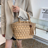 Woven Straw Beach Bag Large Capacity Tote Shoulder Bag Bohemia