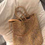 Women Straw Beach Bag Large Capacity Bohemia Shoulder Bag
