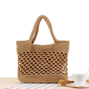 Women Handbag Straw Woven Knitted Large Totes Leather Shoulder Bag Bohemia