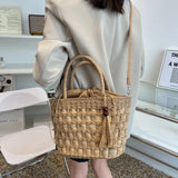Woven Straw Beach Bag Large Capacity Tote Shoulder Bag Bohemia