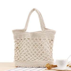 Bohemia Straw Beach Bag Large Capacity Totes Leather Women Shoulder Bag