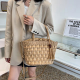 Woven Straw Beach Bag Large Capacity Tote Shoulder Bag Bohemia