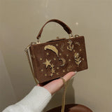 Vintage Star Moon Shoulder Messenger Bag with Chain