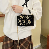 Vintage Star Moon Shoulder Messenger Bag with Chain