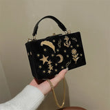 Vintage Star Moon Shoulder Messenger Bag with Chain