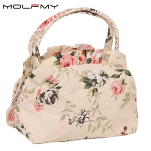 Canvas Floral Printing Tote Bag for Women Girls Small Purse