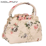 Canvas Floral Printing Tote Bag for Women Girls Small Purse