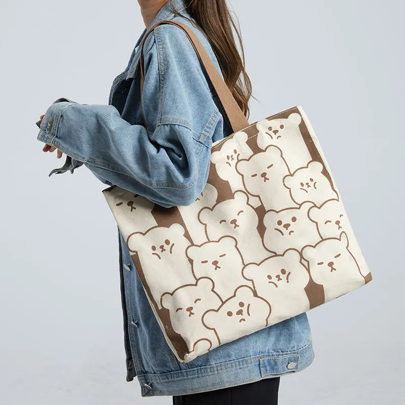 Canvas Shoulder Bag College Students Shopping Handbag