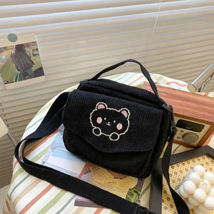 Corduroy Shoulder Bag Casual Preppy Style Small Hand Bag