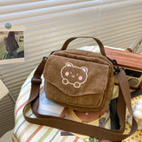 Corduroy Shoulder Bag Casual Preppy Style Small Hand Bag