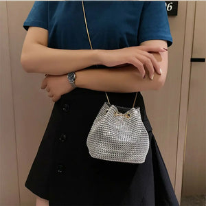 Rhinestone Mini Bucket Bag Crossbody Evening Bag