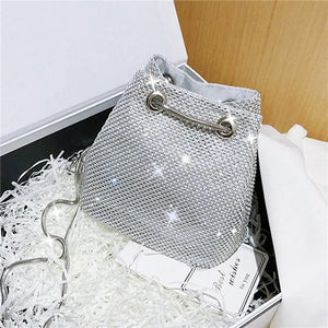 Rhinestone Mini Bucket Bag Shining Crossbody Purse Diamond Women Chain