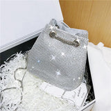 Rhinestone Mini Bucket Bag Shining Crossbody Purse Diamond Women Chain