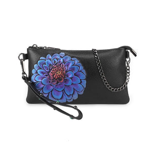 Flower Leather Messenger Bag for Women