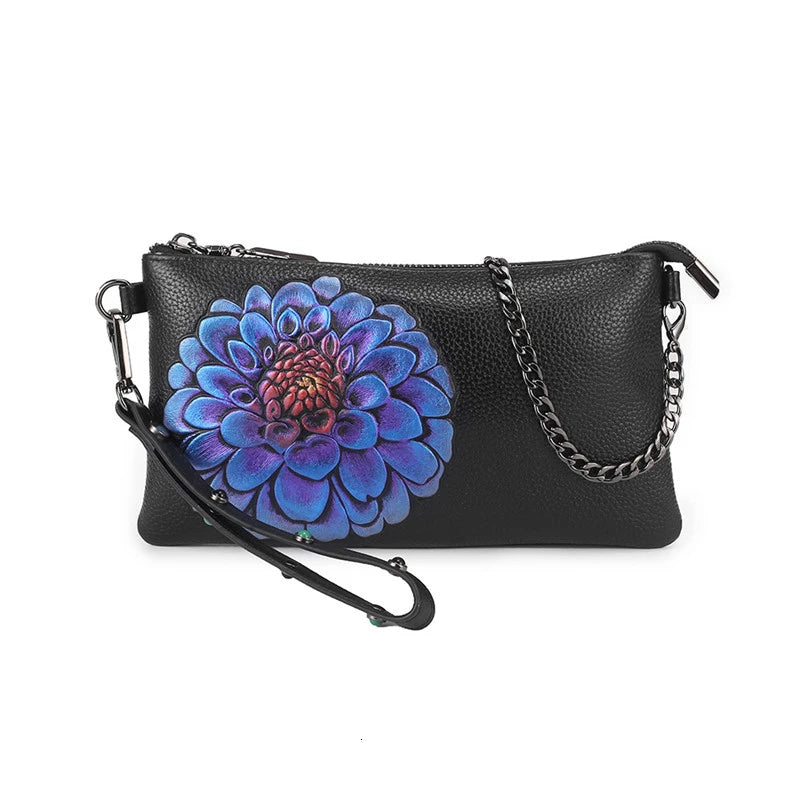 Flower Leather Messenger Bag for Women