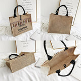 Large Capacity Letter Linen Totes Lady Tassel Shoulder Bag