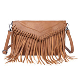 Women Crossbody Envelope Bag Soft PU Leather Tassel Shoulder Bag