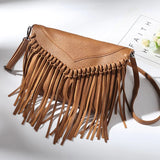 Women Crossbody Envelope Bag Soft PU Leather Tassel Shoulder Bag