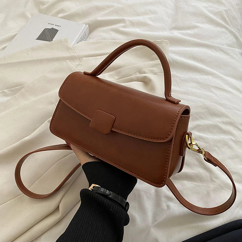 Women Messenger Bag PU Leather Flap Shoulder Solid Shopping Bag