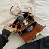 Women Messenger Bag PU Leather Flap Shoulder Solid Shopping Bag