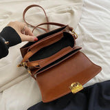 Women Messenger Bag PU Leather Flap Shoulder Solid Shopping Bag