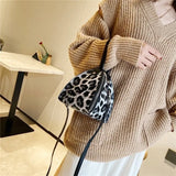 Leopard Print Leather Shoulder Bag Women Handbags Messenger Bags