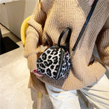 Leopard Print Leather Shoulder Bag Women Handbags Messenger Bags
