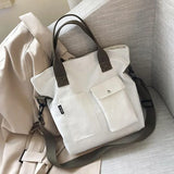 Retro Canvas Tote Shoulder Bag Women Crossbody Large Capacity Solid Bag