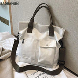 Retro Canvas Tote Shoulder Bag Women Crossbody Large Capacity Solid Bag
