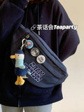 Japanese Letter Streetwear Zipper Shoulder Bag
