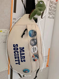 Japanese Letter Streetwear Zipper Shoulder Bag