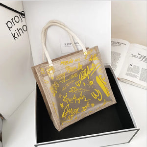 Retro Print Forest PU Shoulder Bag Transparent Handbag